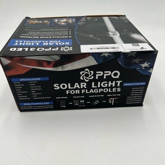 PPQ Solar Flag Pole Light - Solar Powered Spotlight with Flagpole Attachment, - Picture 2 of 4